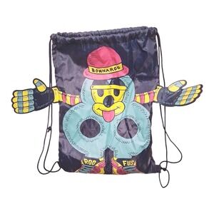 Bonnaroo Festival Cartoon Character Drawstring Backpack Bag Funky Festival Acces